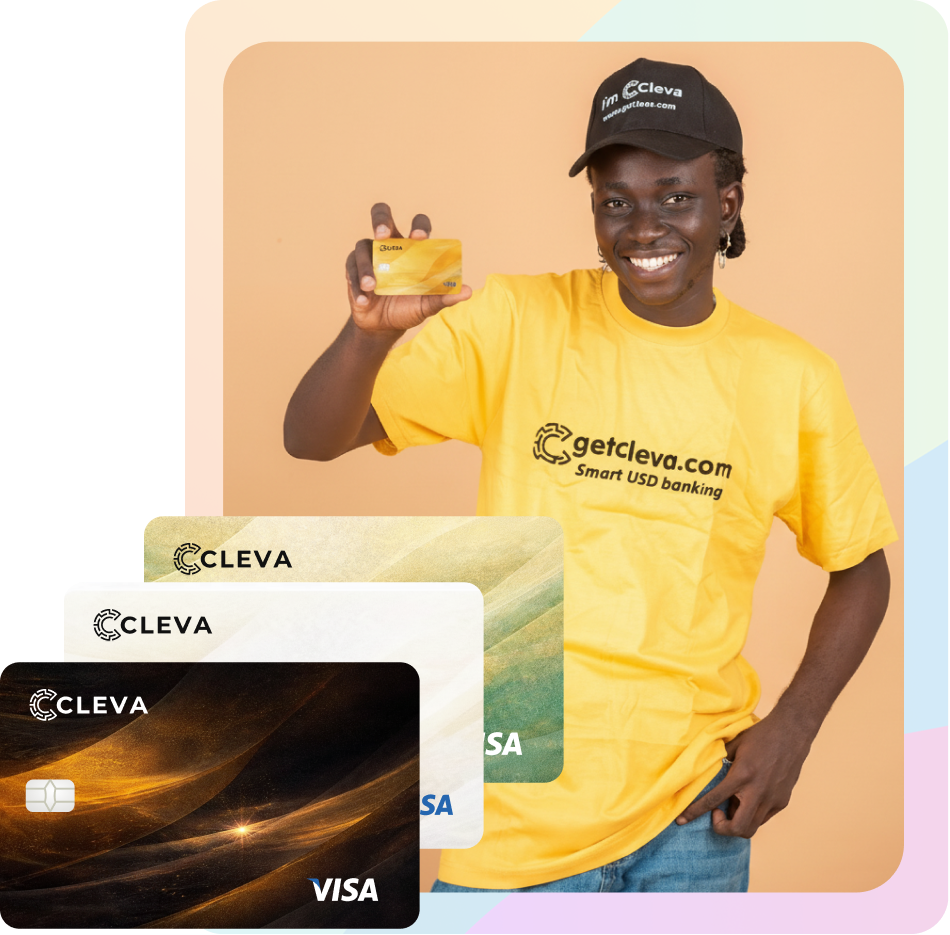 A Lady holding cleva card